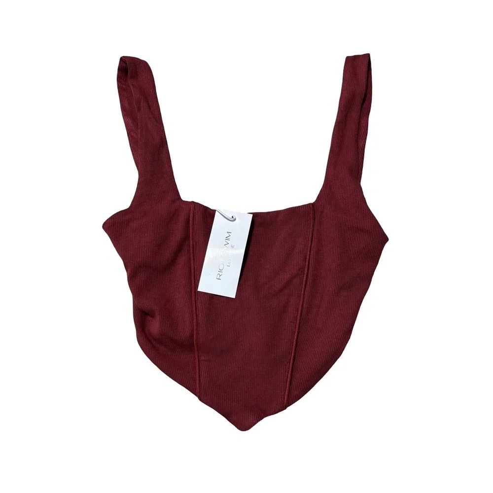 NWT Riot Swim‎ Lounge Square Neck Back Tie Tank Top Red Size XS